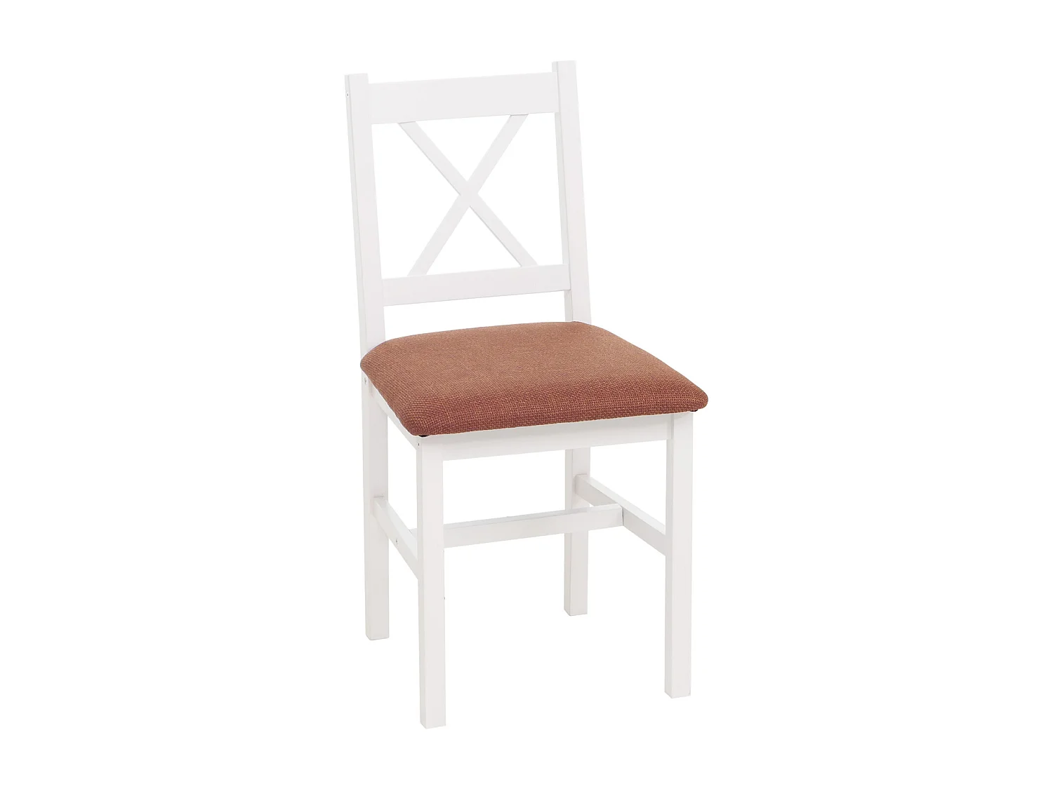 Eetkamerstoel MCW-F77 (set van 4),  wit, bekleding terracotta