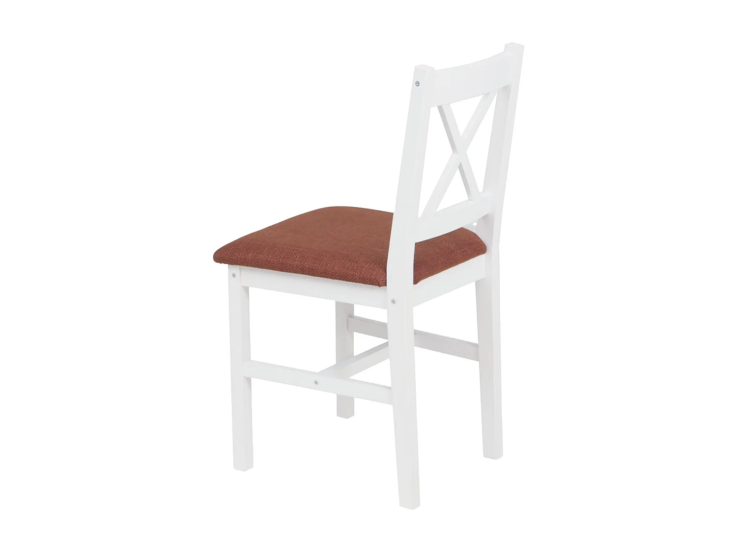 Chaise de salle à manger MCW-F77 (lot de 4),  blanc, rembourrage terracotta