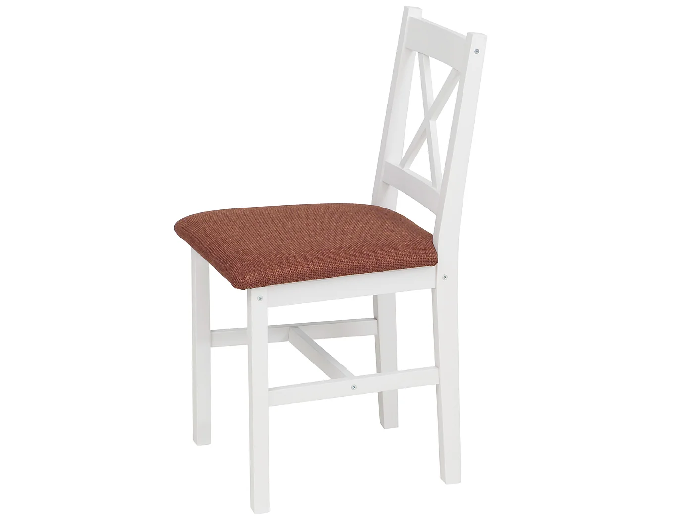 Esszimmerstuhl MCW-F77 (4er-Set), Weiß, Polster terrakotta