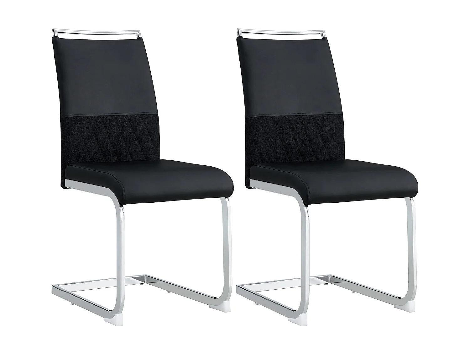 Lot de 2 chaises 42x48x95 cm Fauteuil d'appoint capitonné à dossier haut en noir pour Salon et salle à manger