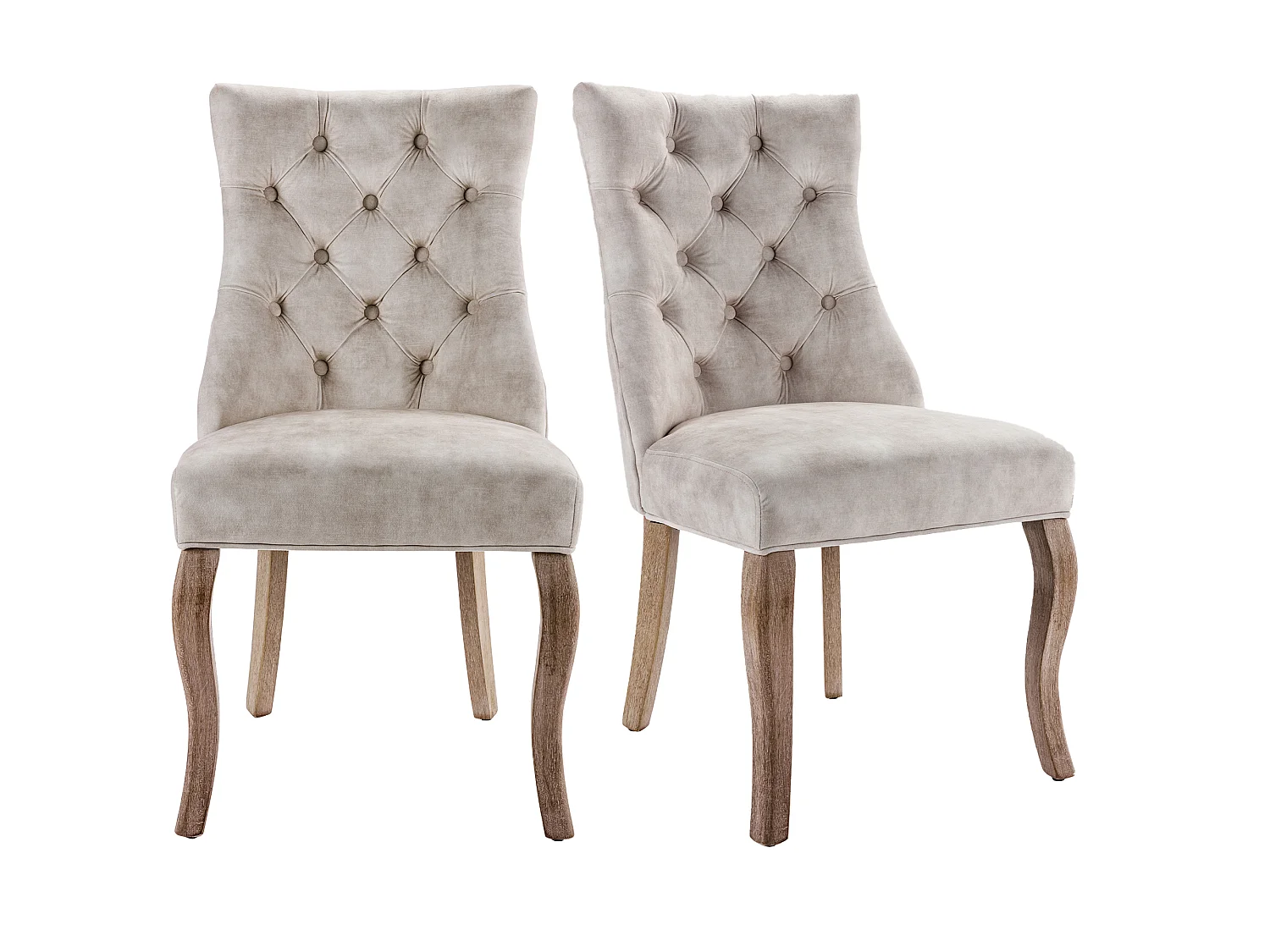 Lot de 2 chaises 51x47x97 cm avec Matière capitonnée Dossier haut en beige pour Salon et salle à manger et bureau