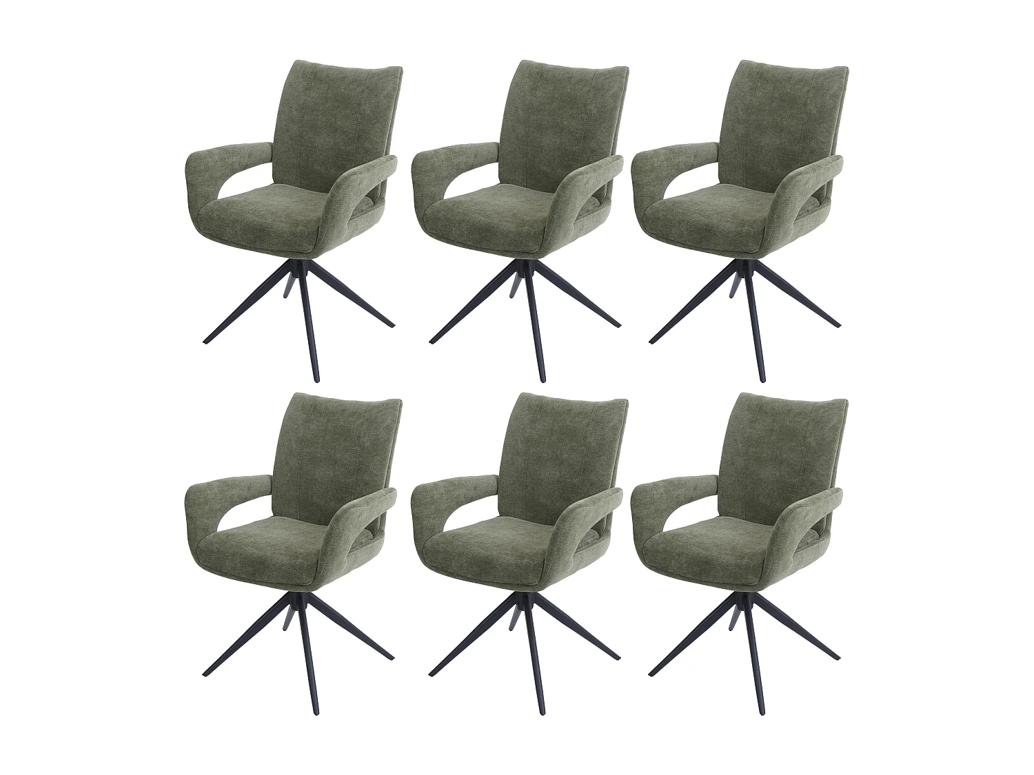 Spisestuestol MCW-O78 (sæt med 6 stk.),  grøn