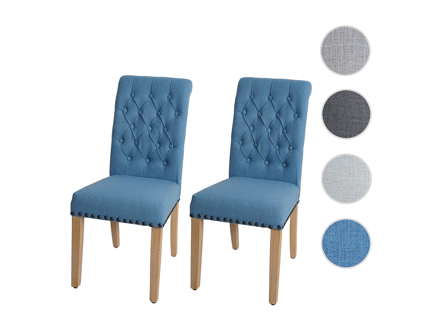 Chaise de salle à manger MCW-O66 (lot de 2),  bleu clair