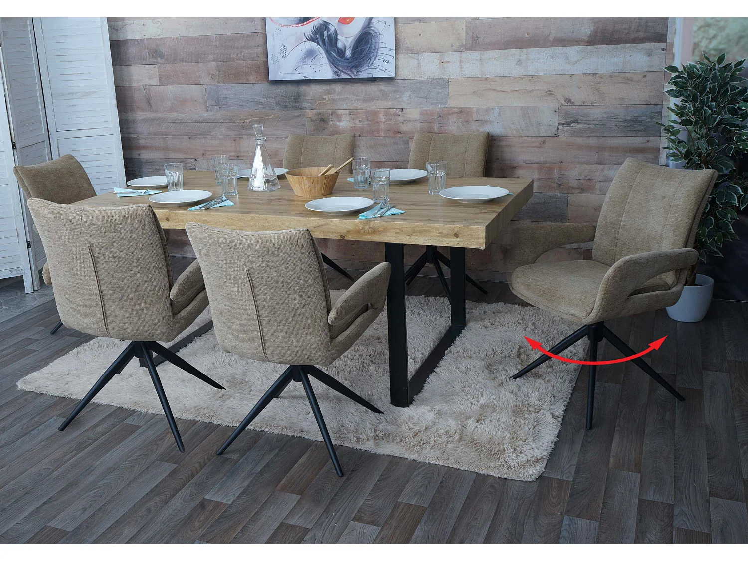 Chaise de salle à manger MCW-O78 (lot de 6),  marron clair