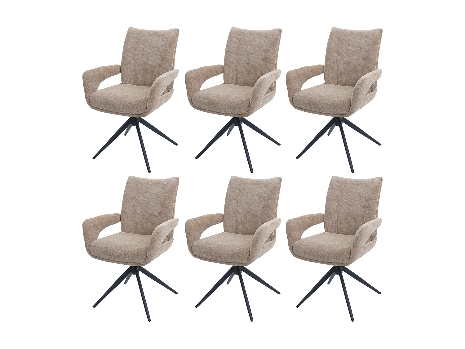 Chaise de salle à manger MCW-O78 (lot de 6),  marron clair