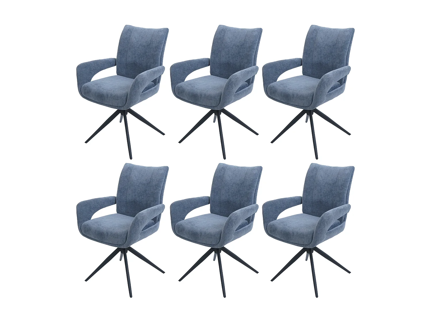 Chaise de salle à manger MCW-O78 (lot de 6),  gris-bleu