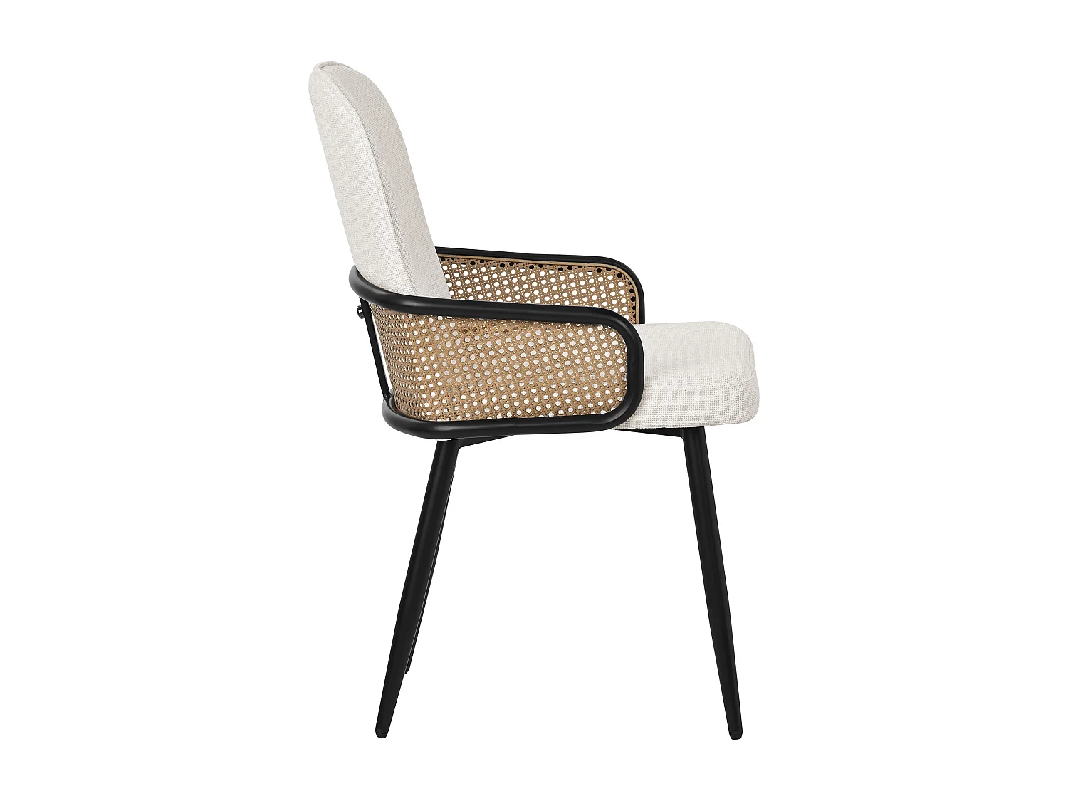 ML-Design Set di 2 sedie imbottite da pranzo beige, in tessuto, con braccioli effetto rattan, sedia da cucina, poltroncina ergonomica da soggiorno