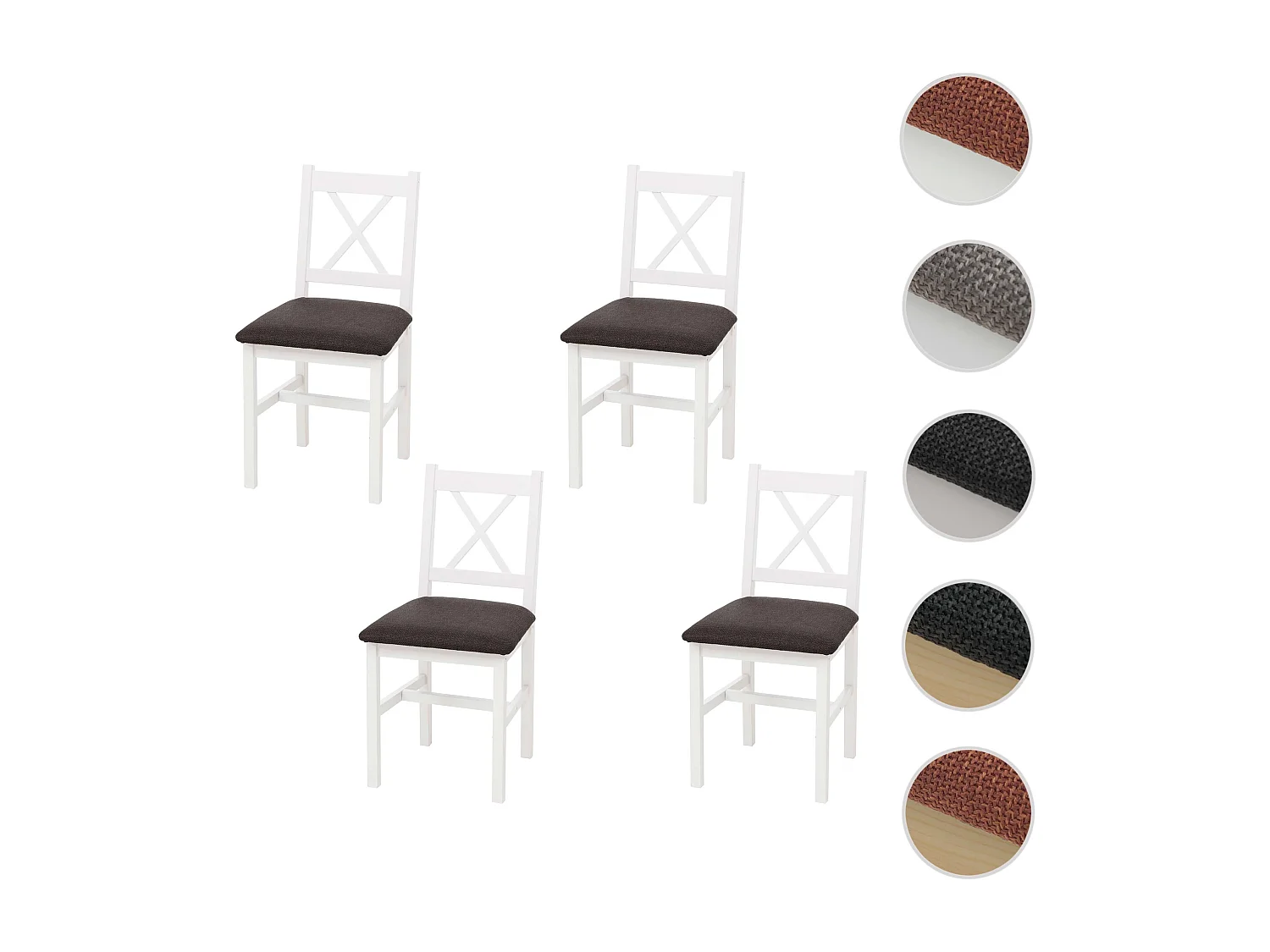 Eetkamerstoel MCW-F77 (set van 4),  wit, bekleding zwart