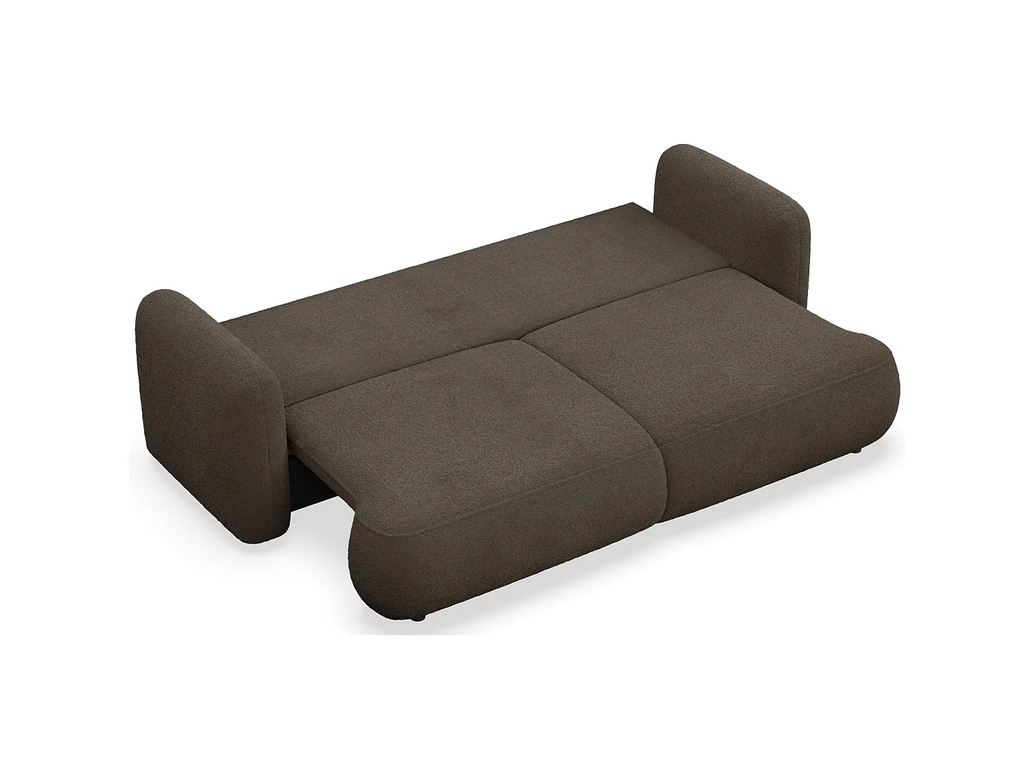 Canapé convertible 3 places en tissu bouclette brun TVOYA