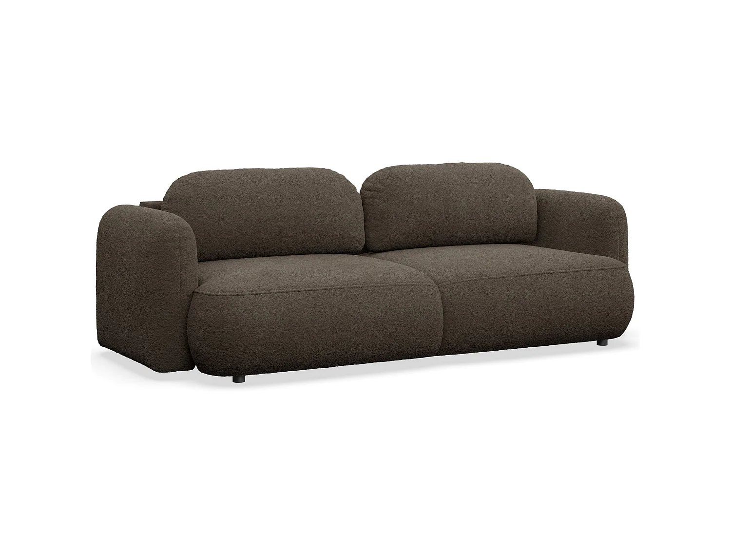 Canapé convertible 3 places en tissu bouclette brun TVOYA