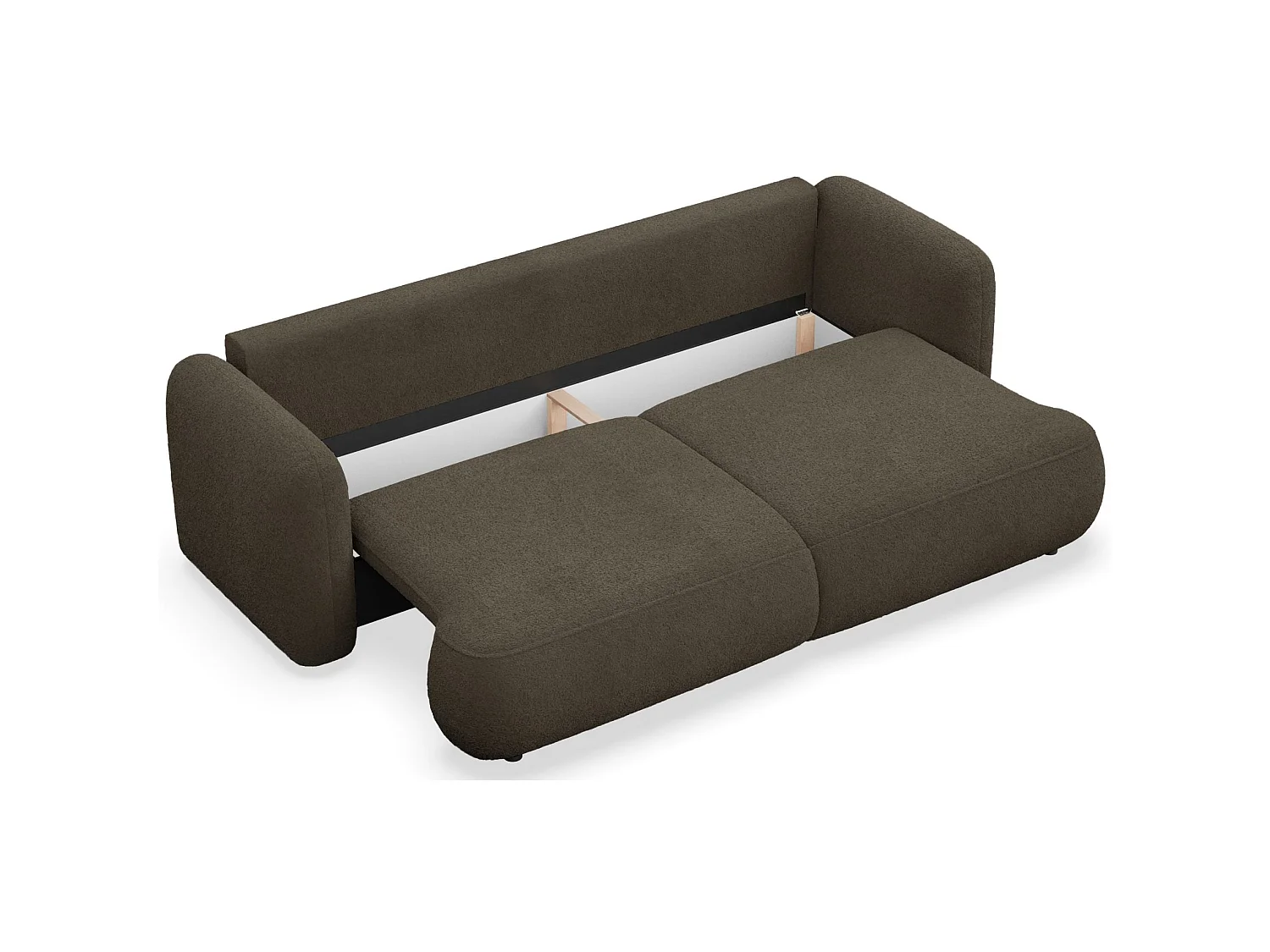 Canapé convertible 3 places en tissu bouclette brun TVOYA