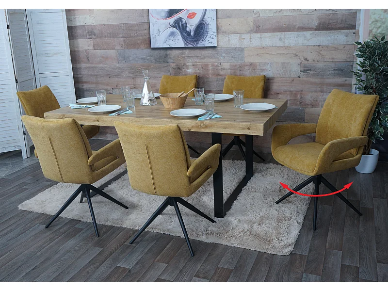 Chaise de salle à manger MCW-O78 (lot de 6),  jaune moutarde