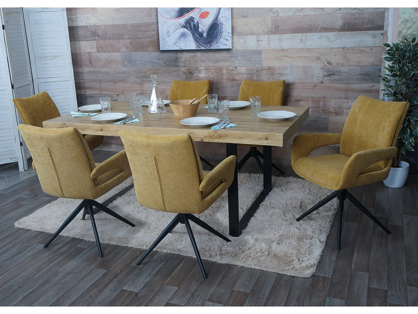 Chaise de salle à manger MCW-O78 (lot de 6),  jaune moutarde