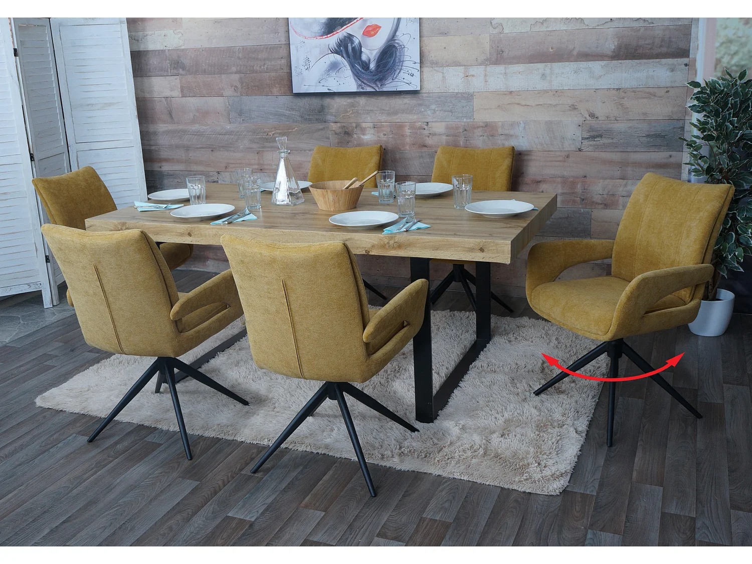 Chaise de salle à manger MCW-O78 (lot de 6),  jaune moutarde