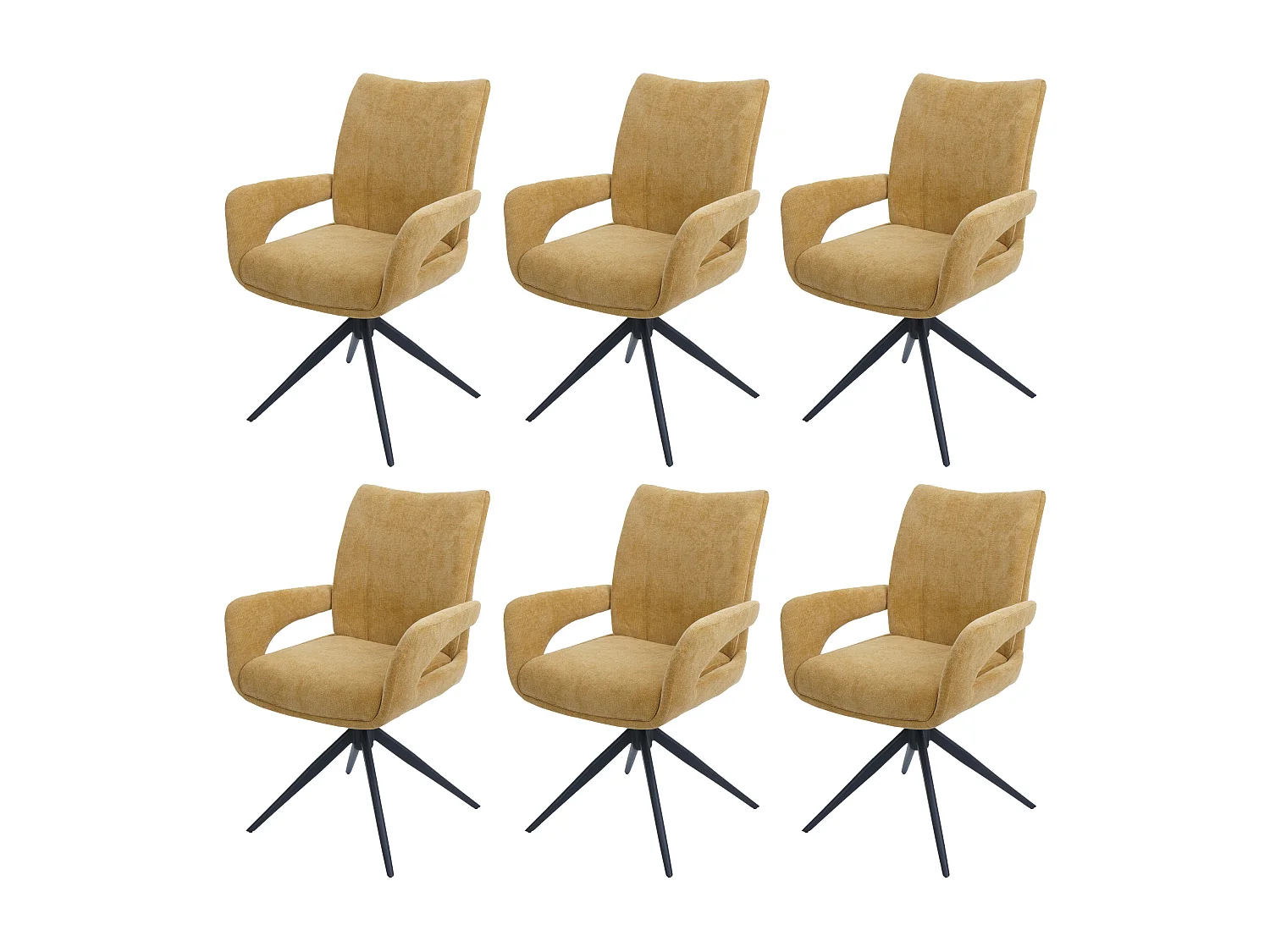 Spisestuestol MCW-O78 (sæt med 6 stk.),  sennepsgul