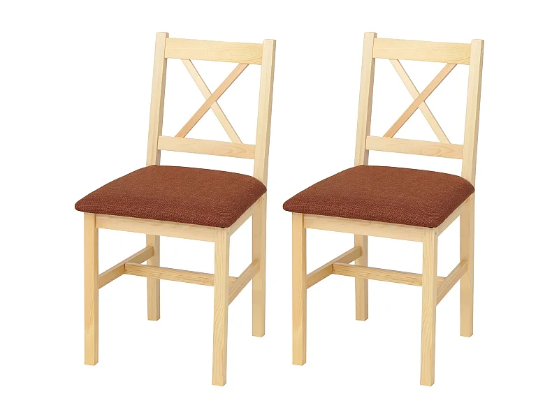 Eetkamerstoel MCW-F77 (set van 2),  naturel bekleding terracotta