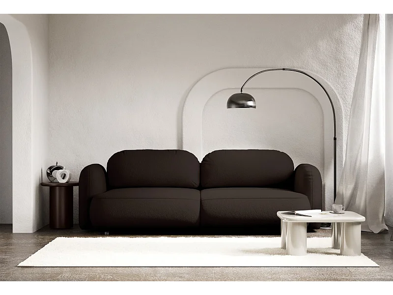 Canapé convertible 3 places – tissu chenille – brun – TVOYA