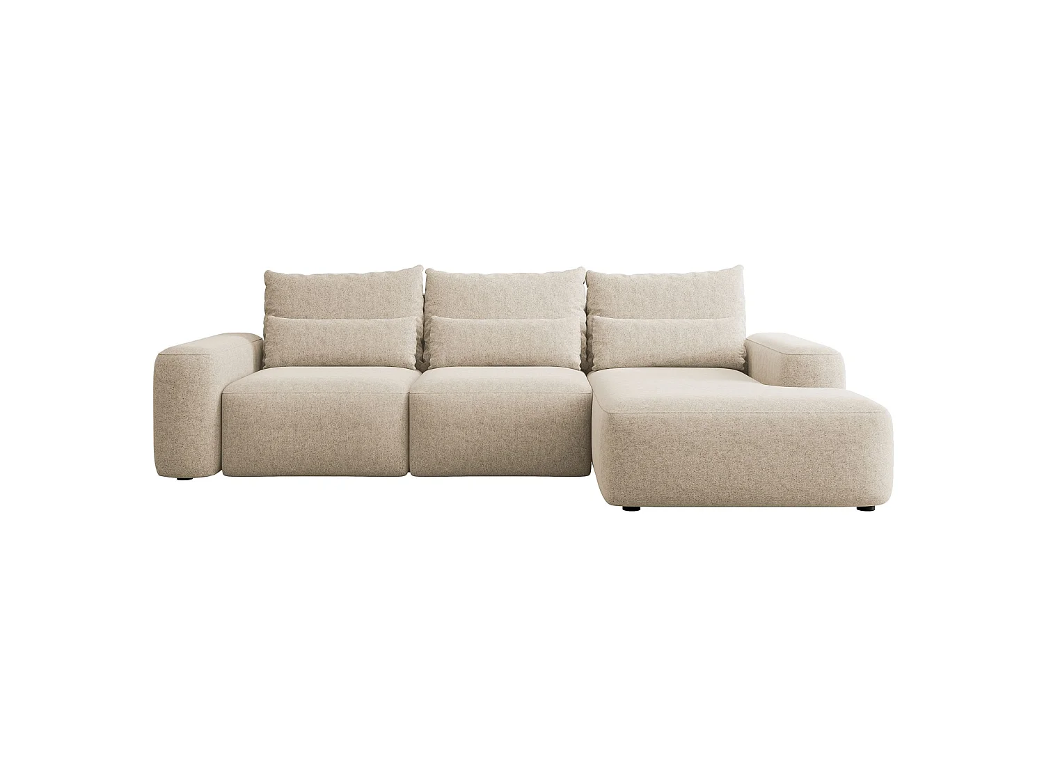 Canapé d’angle en chenille – convertible avec coffre de rangement – beige – angle droit – CARNOS