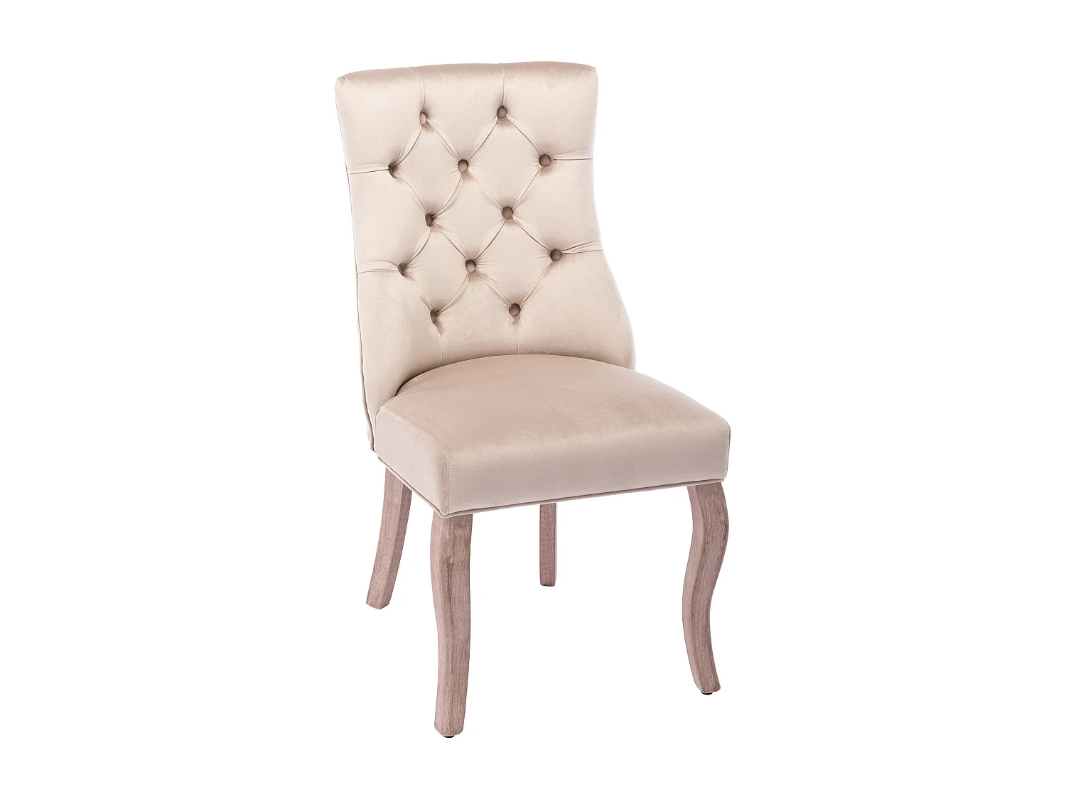 Lot de 4 chaises de salle à manger, dossier haut, assise rembourrée, pieds en bois, velours beige