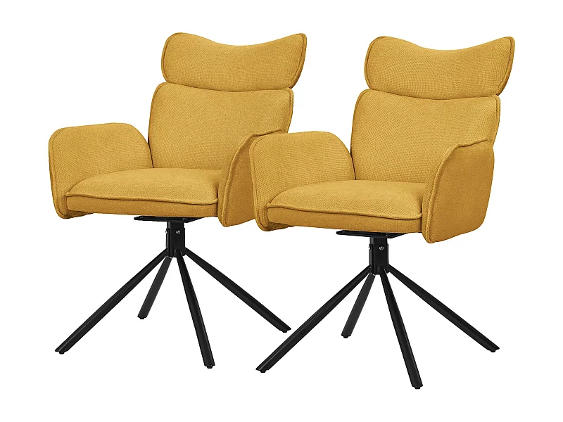 ML-Design Set 2 sedie da scrivania senape con rivestimento in tessuto, girevoli a 360°, poltrona da ufficio con braccioli e schienale, sedia da pranzo