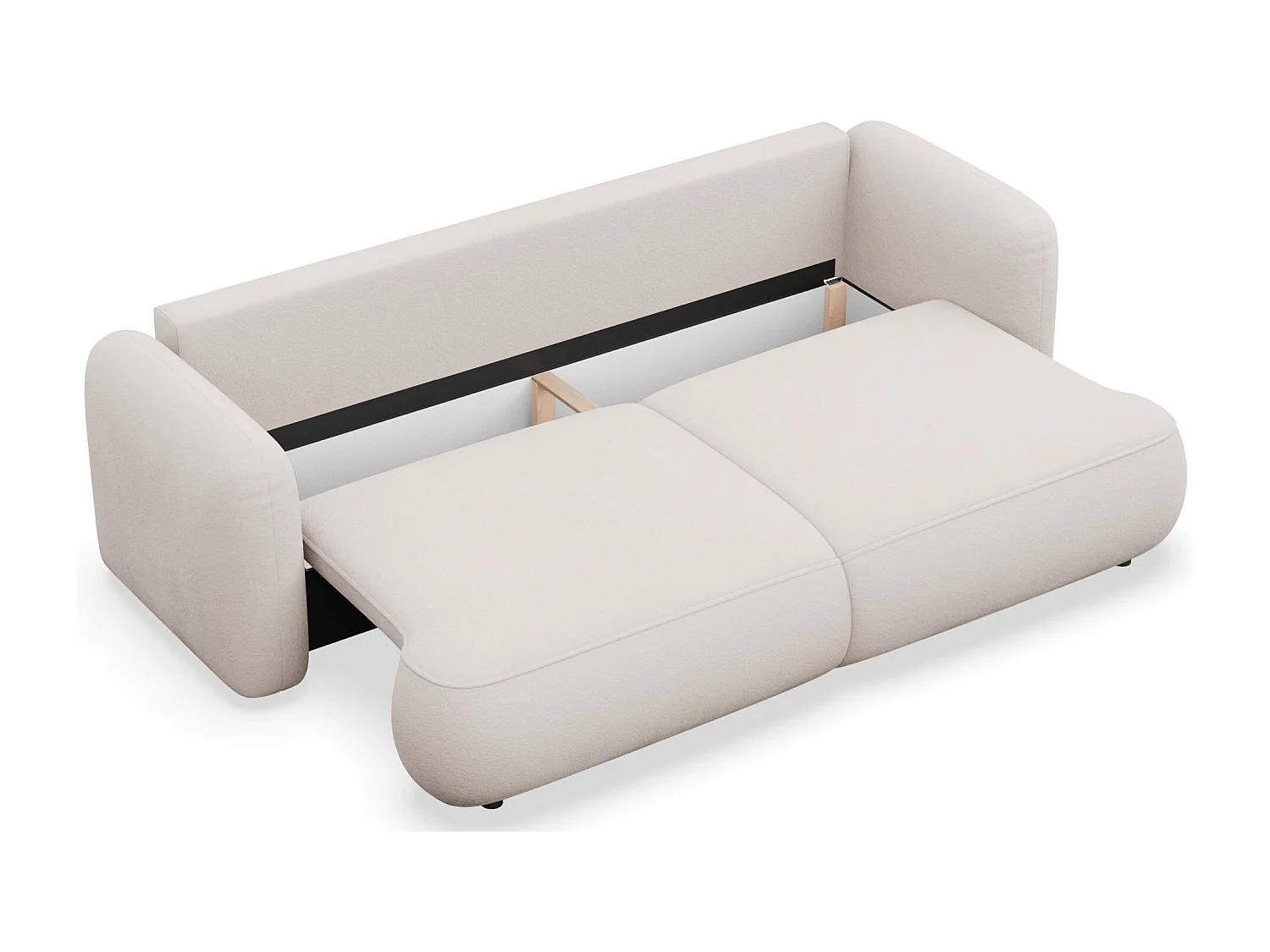Canapé convertible 3 places – tissu chenille – beige clair – TVOYA