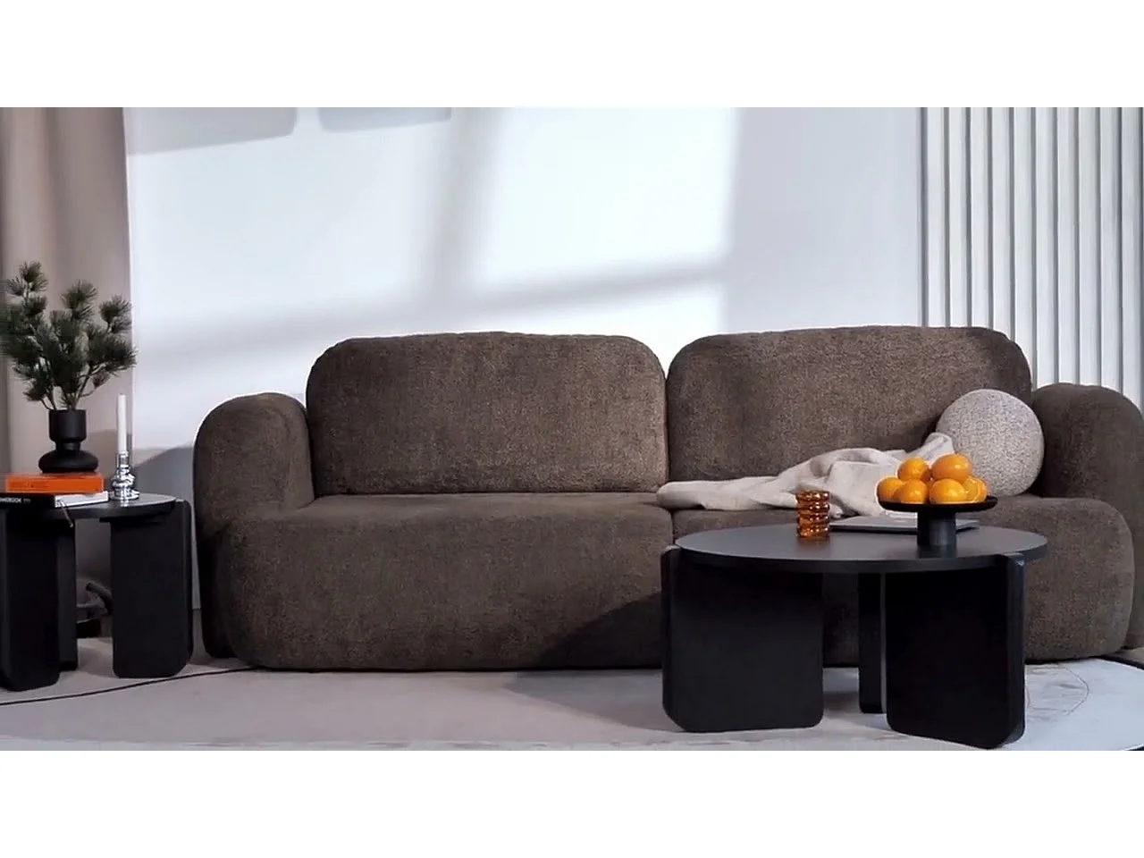 3-Sitzer Schlafsofa – Chenille-Bezug – Hellbeige – TVOYA