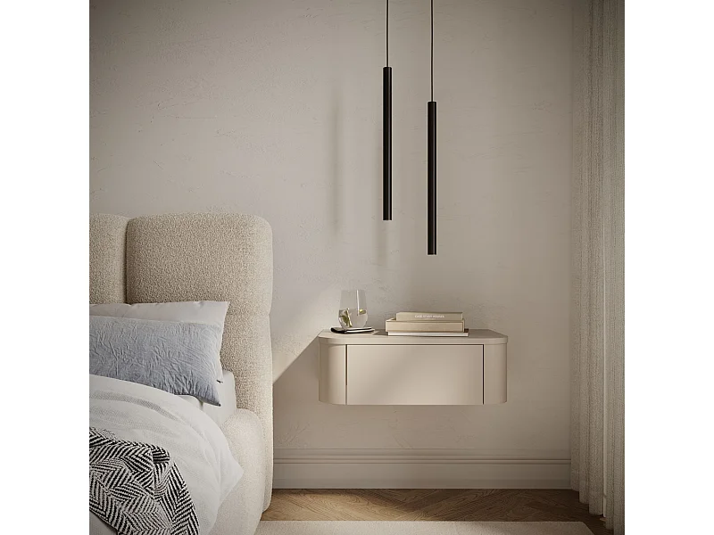 Set van 2 wandhangende nachtkastjes – met lade – 59 cm – kasjmier grijs – LUVIO