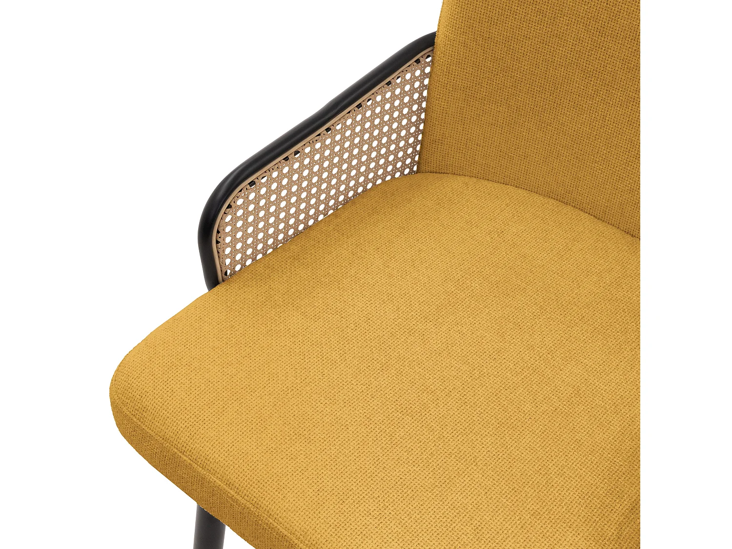 ML-Design Set di 6 sedie imbottite da pranzo senape, in tessuto, con braccioli effetto rattan, sedia da cucina, poltroncina ergonomica da soggiorno