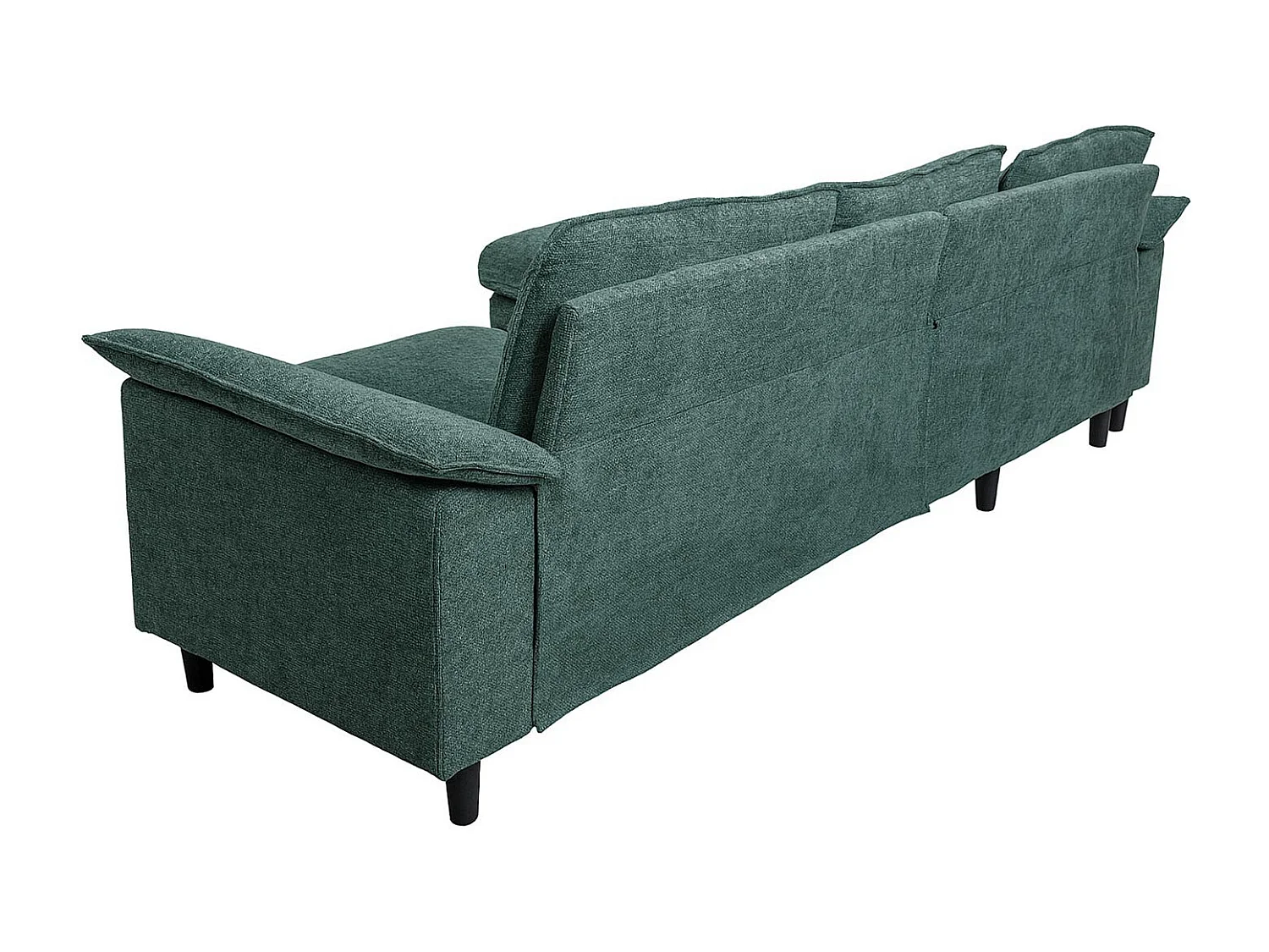 Divano con penisola MCW-O71, divano angolare L, tessuto (320 g/m²) legno 84x229x140cm ~ grigio-verde