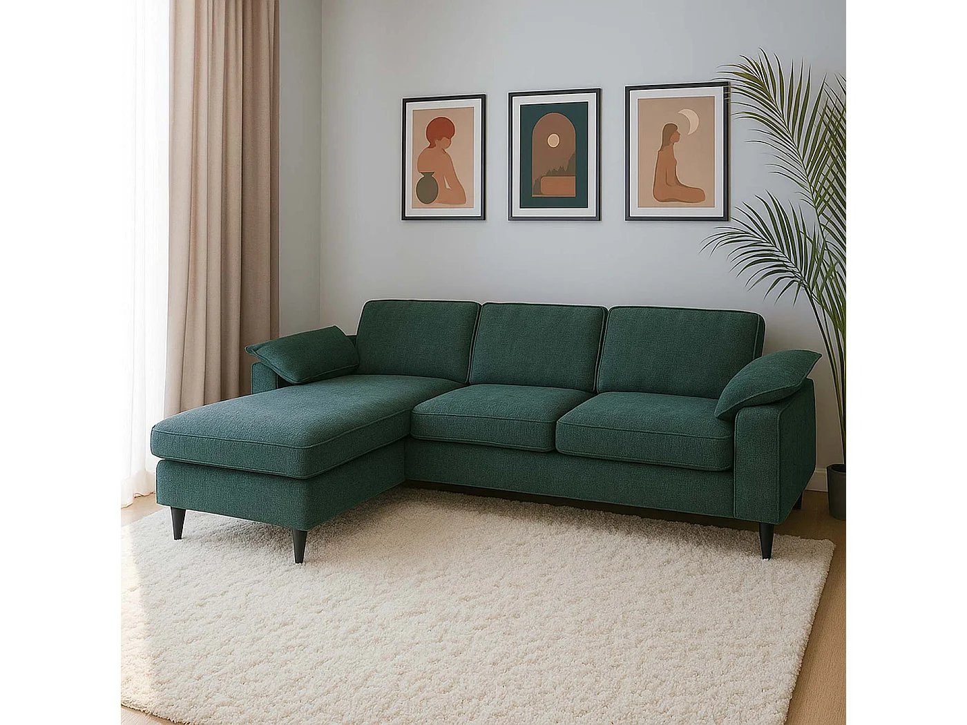 Sofa-Garnitur MCW-O71, Grau-grün