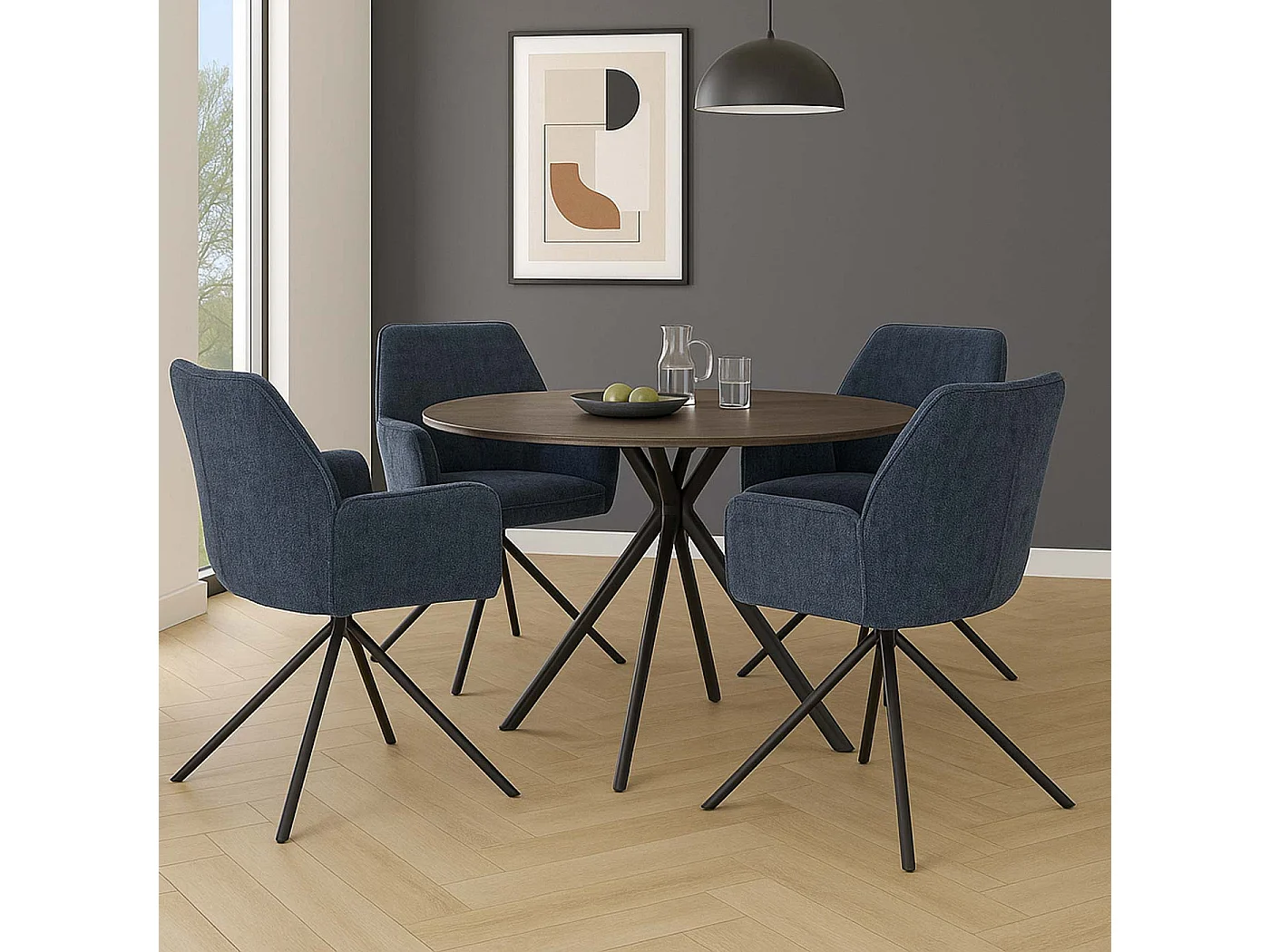 Chaise de salle à manger MCW-G67,  bleu foncé