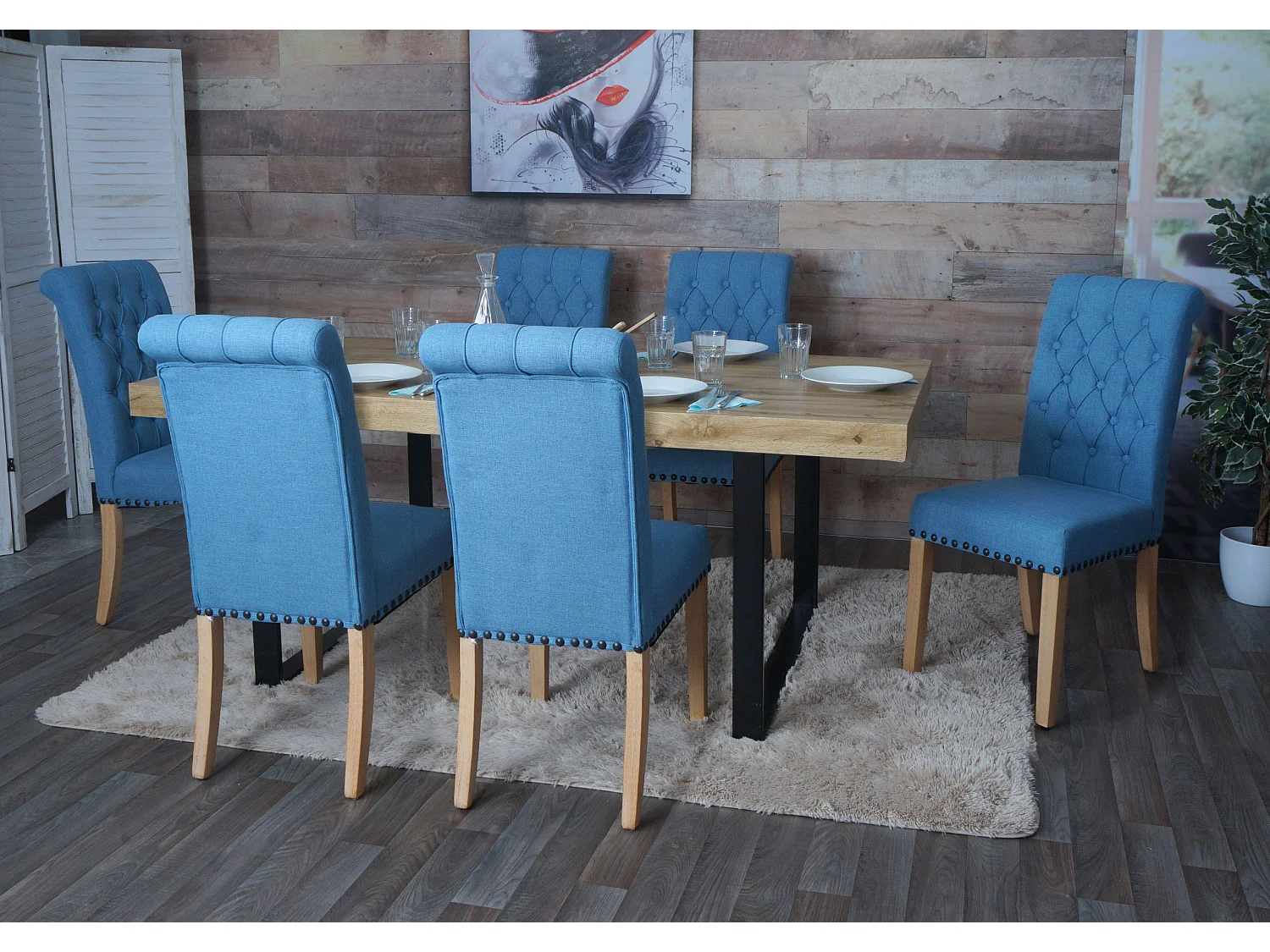 Esszimmerstuhl MCW-O66 (6er-Set), Hellblau