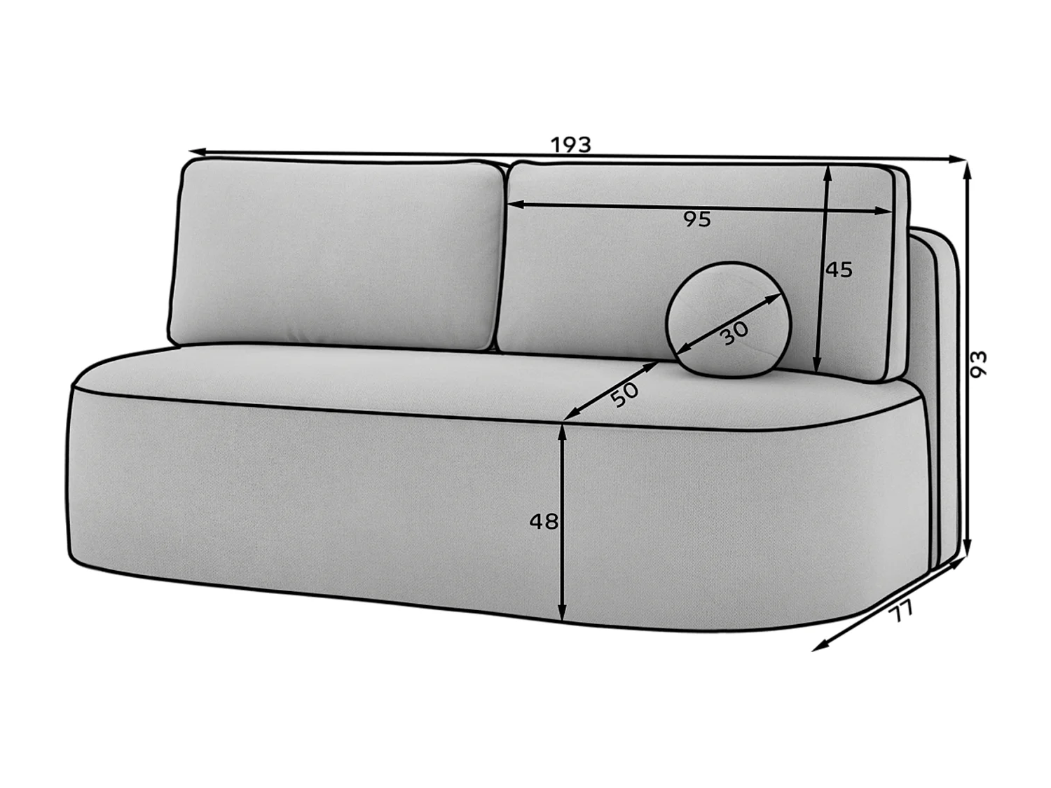 Canapé Anali/revêtement en tissu/fonction couchage/Anthracite