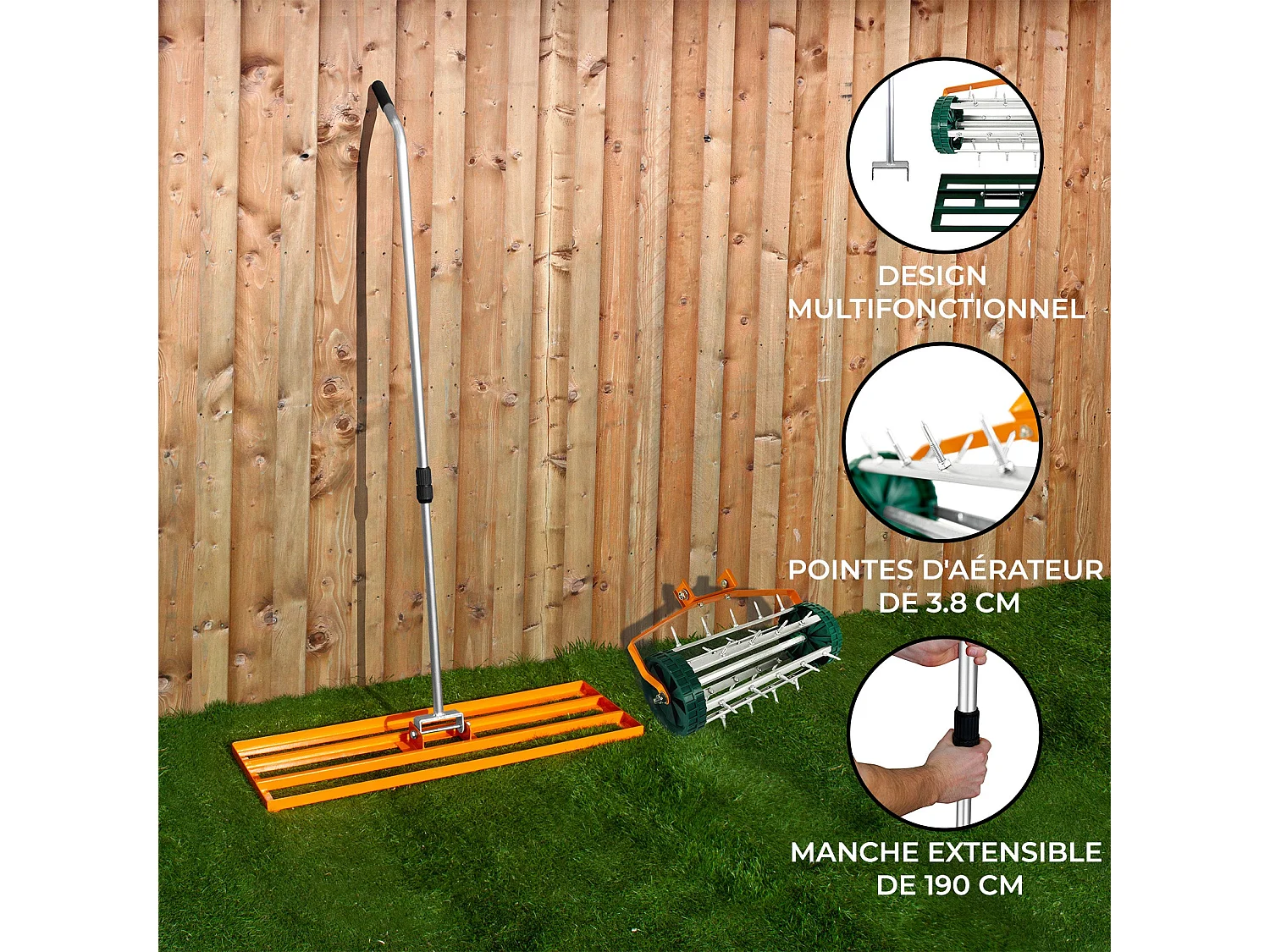Wyrówniarka i aerator trawnika 100 cm – pomarańczowa