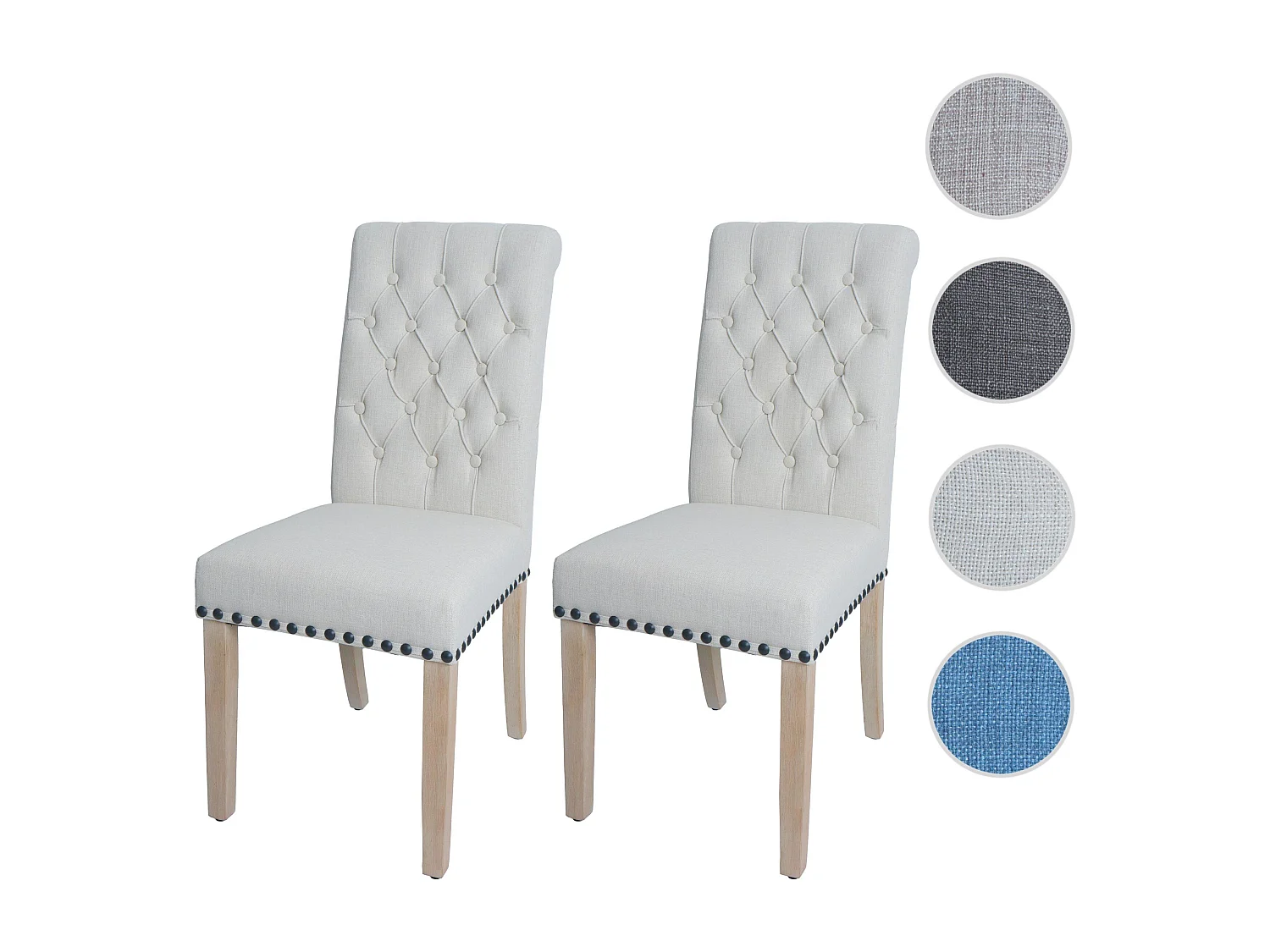 Chaise de salle à manger MCW-O66 (lot de 2),  blanc