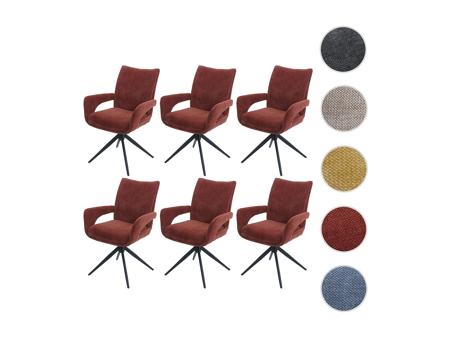 Cadeira de sala de jantar MCW-O78 (conjunto de 6),  vermelho-castanho