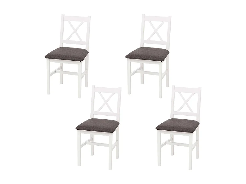 Chaise de salle à manger MCW-F77 (lot de 4),  blanc, rembourrage gris