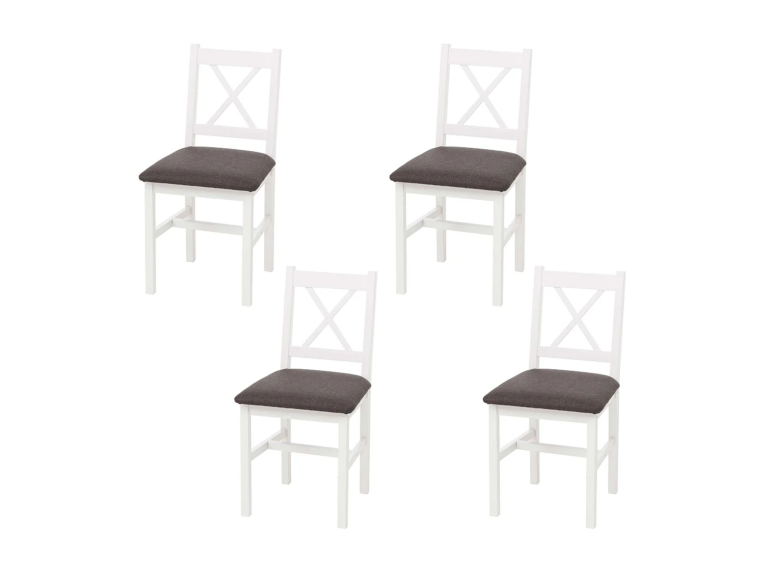 Chaise de salle à manger MCW-F77 (lot de 4),  blanc, rembourrage gris