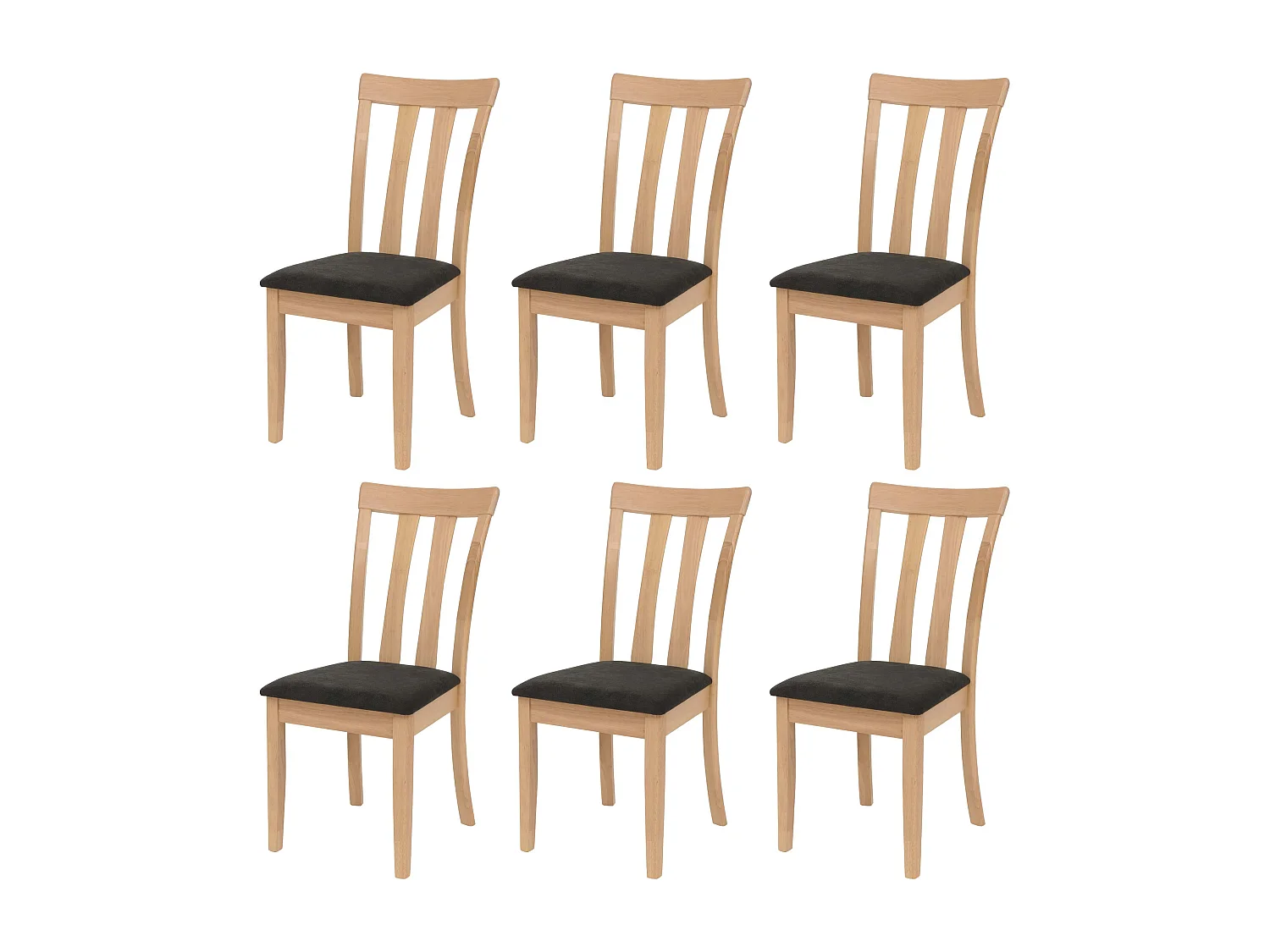 Dining chair MCW-G46 (set of 6),  natural-coloured frame, black