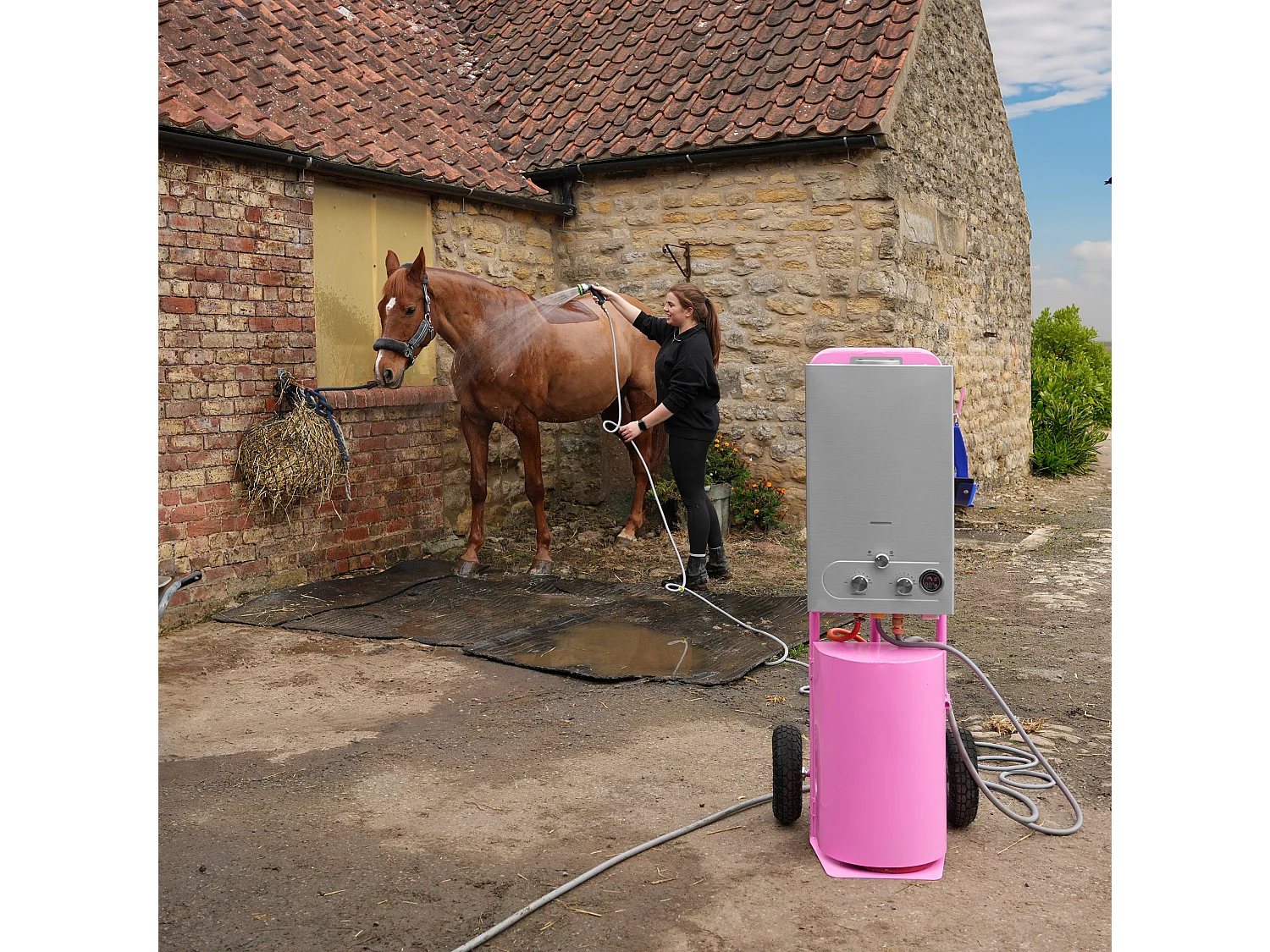 Tragbare Deluxe-Pferdedusche – Rosa