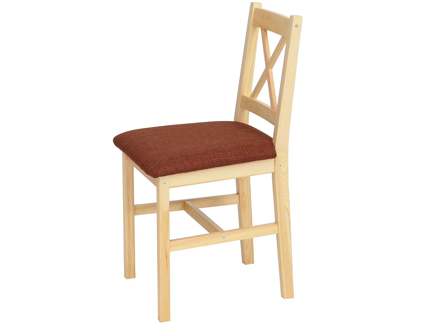 Chaise de salle à manger MCW-F77 (lot de 4),  naturel, rembourrage terracotta