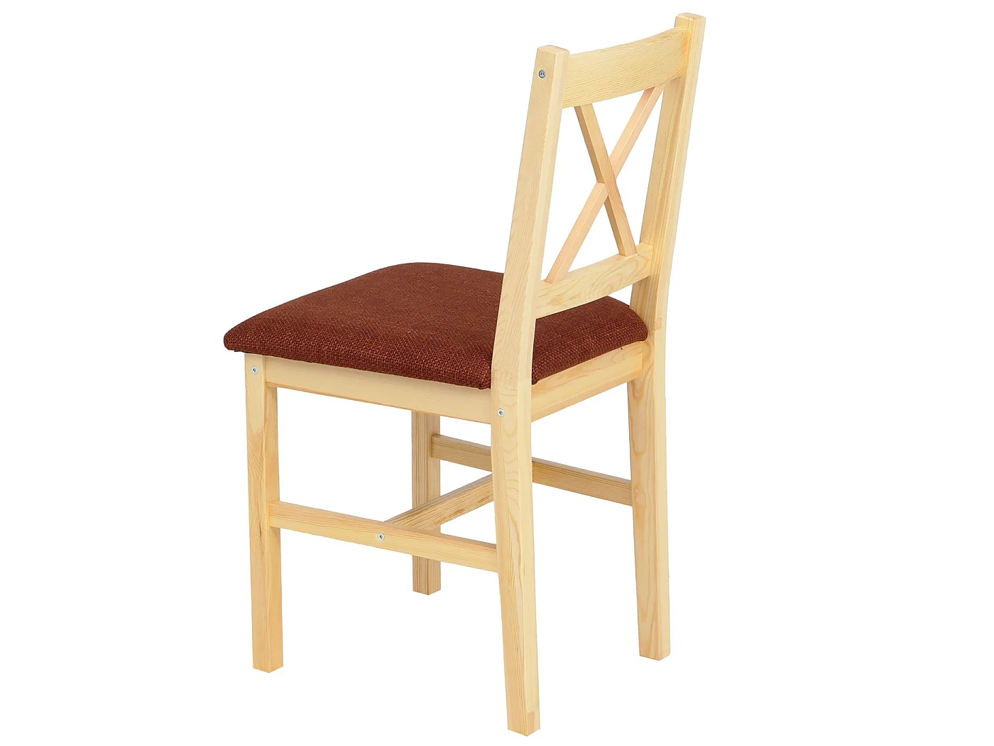 Chaise de salle à manger MCW-F77 (lot de 4),  naturel, rembourrage terracotta
