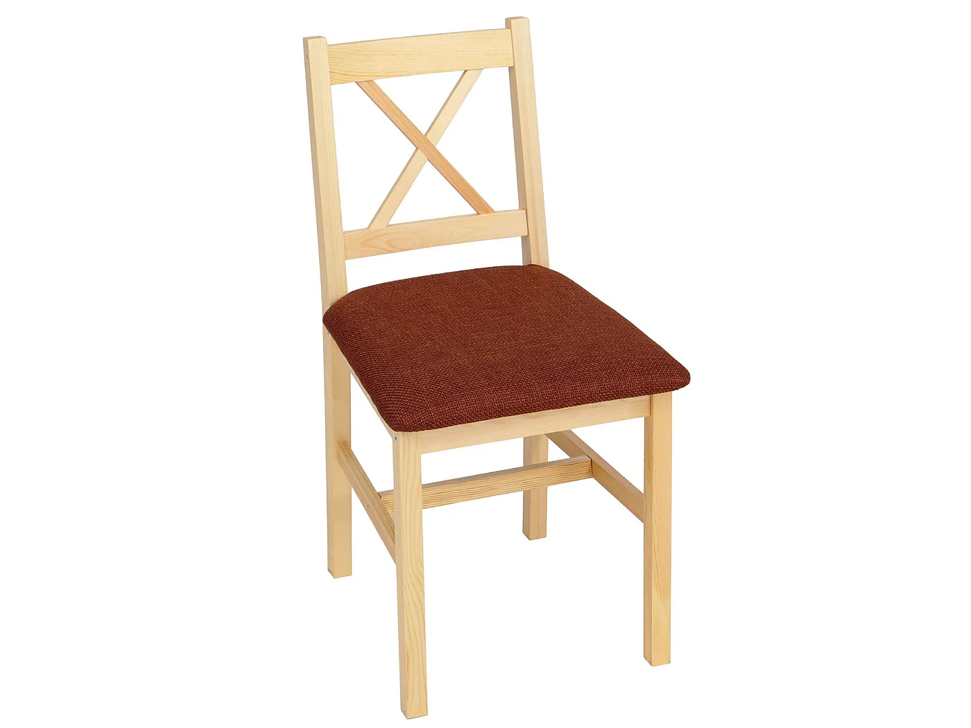 Chaise de salle à manger MCW-F77 (lot de 4),  naturel, rembourrage terracotta