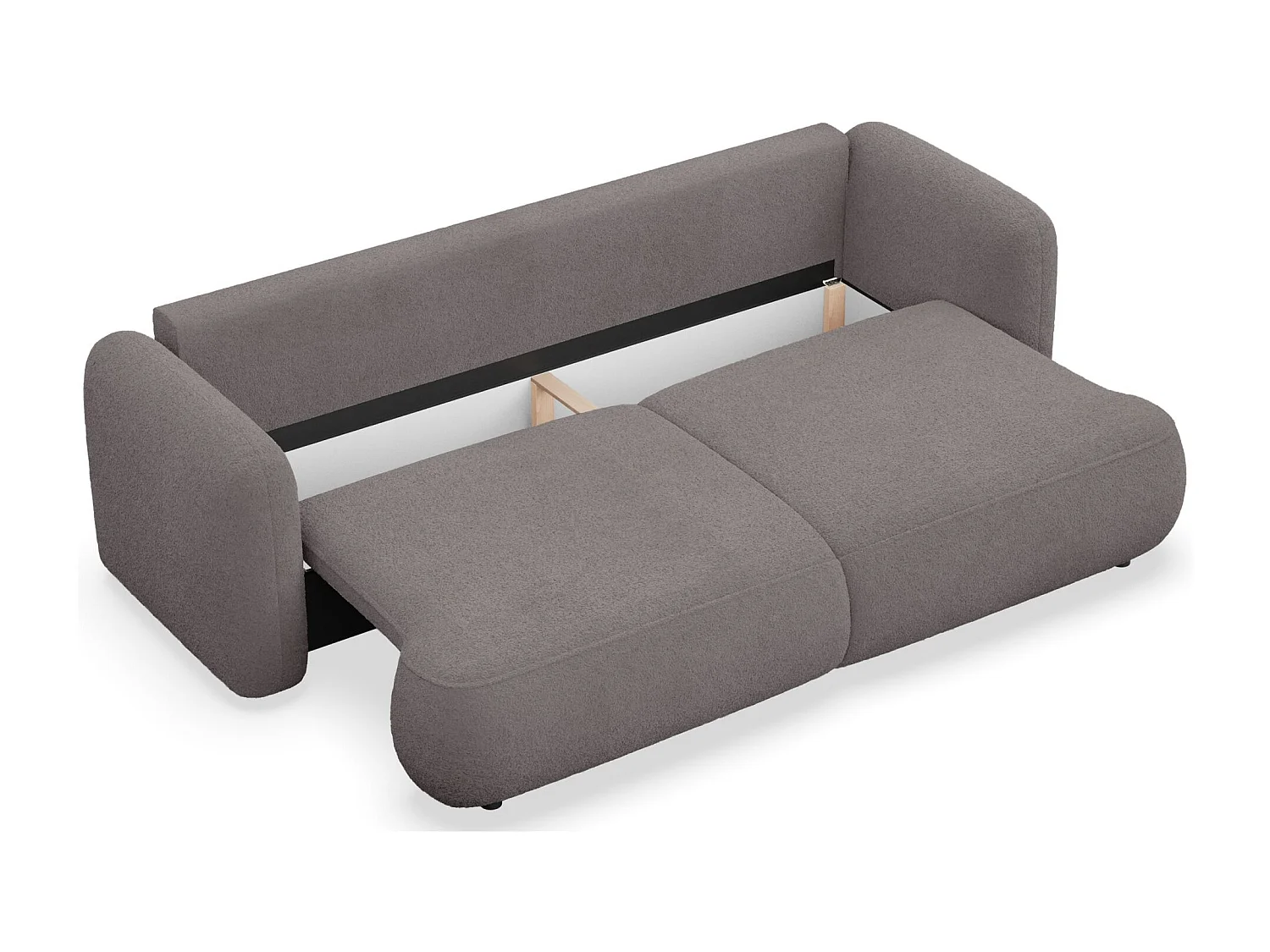 Canapé convertible 3 places – bouclette – taupe – TVOYA