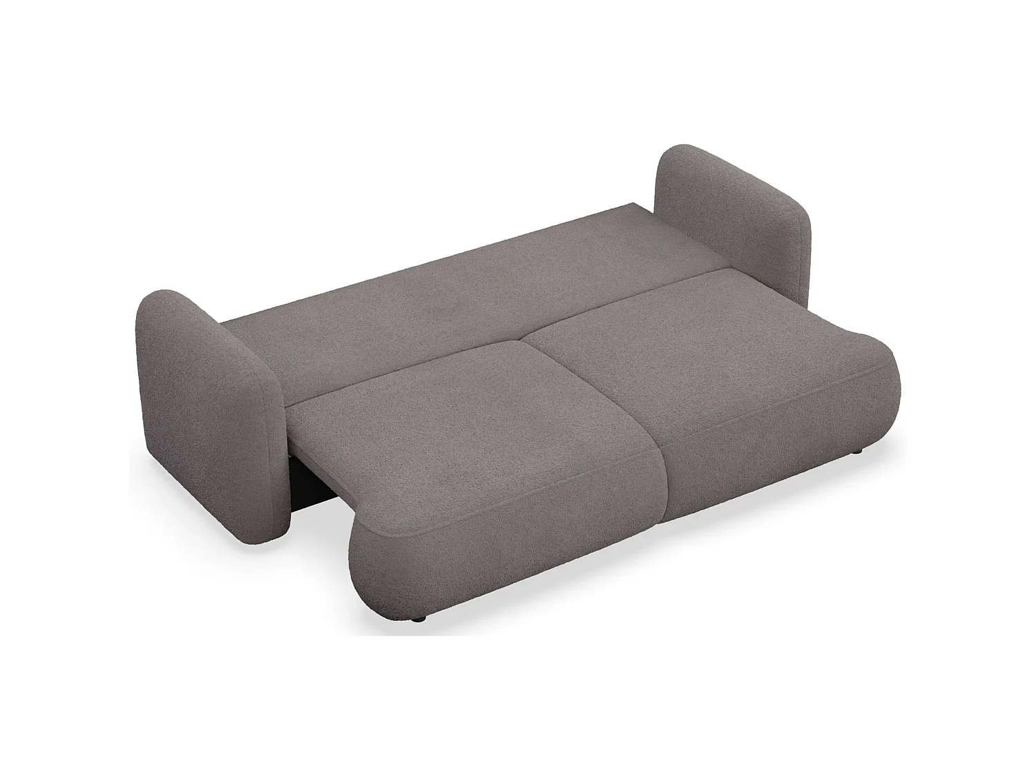 Canapé convertible 3 places en tissu bouclette taupe TVOYA