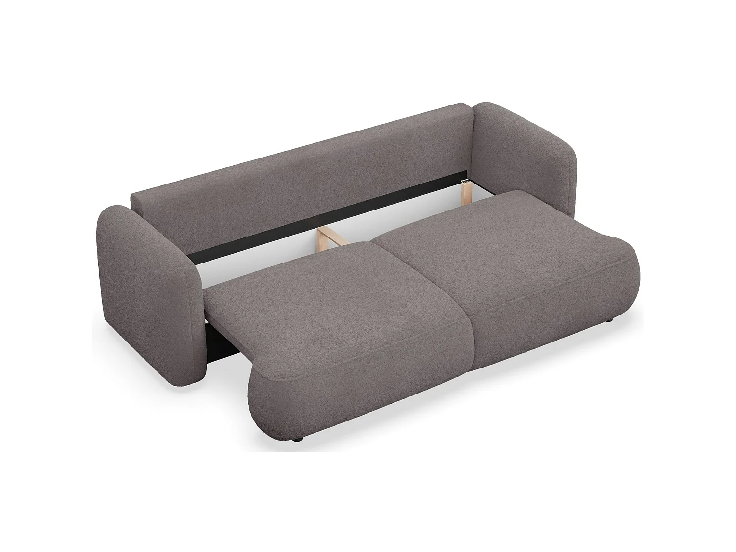 Canapé convertible 3 places en tissu bouclette taupe TVOYA