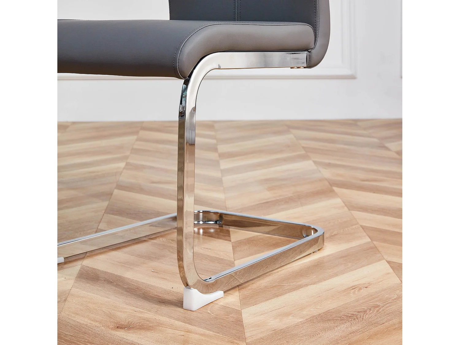 Lot de 4 chaises 42x54x100 cm avec Dossier rembourré Matériau PU en gris pour Salon et salle à manger