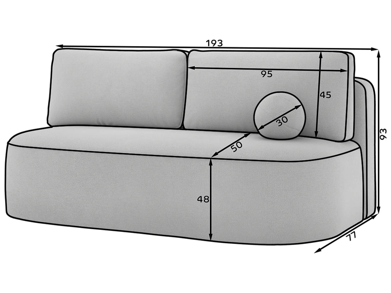 Canapé Anali/revêtement en tissu/fonction couchage/Beige