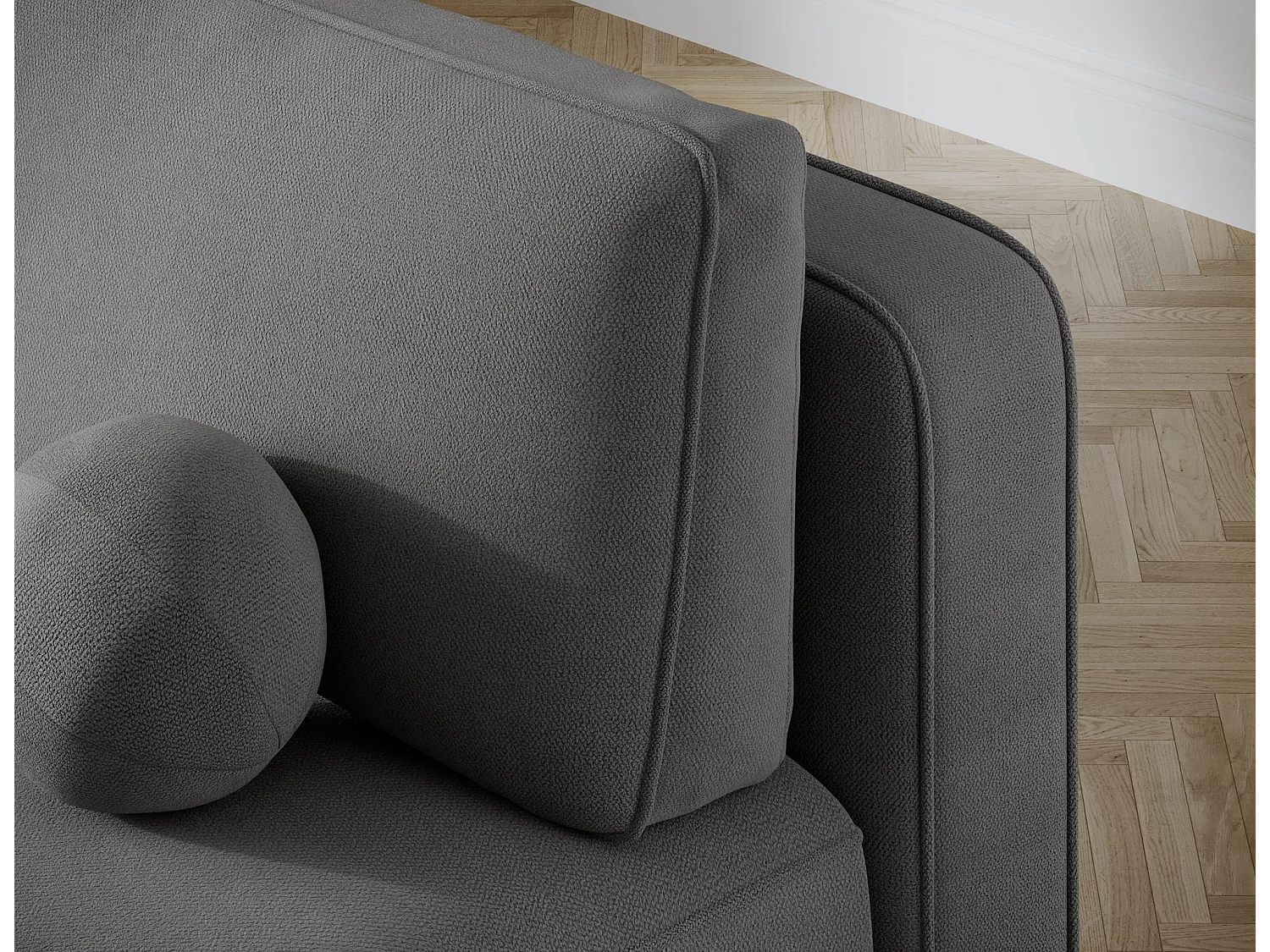 Canapé convertible 2 places KOURA tissu doux avec coffre – 193cm-Gris foncé