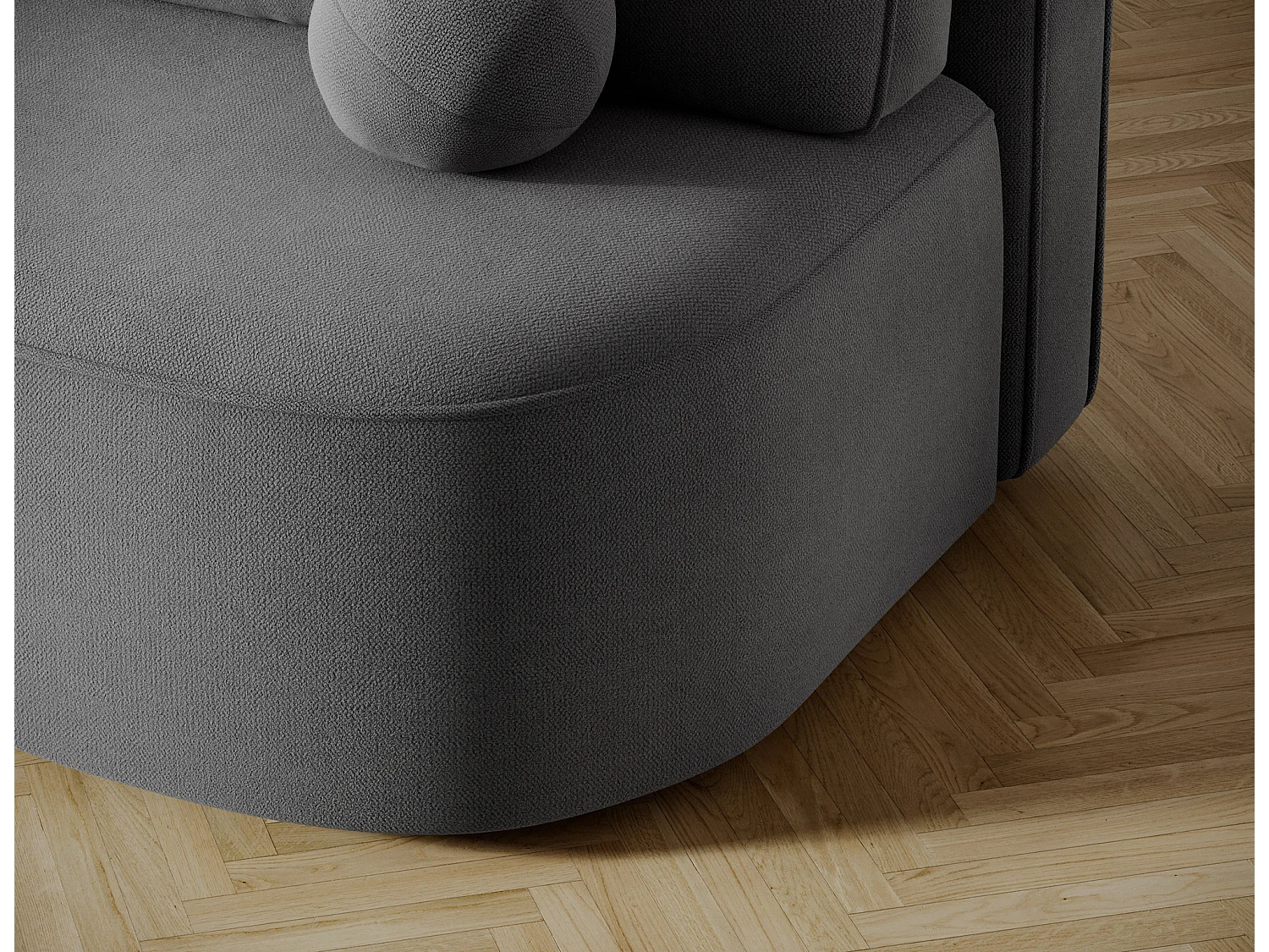 Canapé convertible 2 places KOURA tissu doux avec coffre – 193cm-Gris foncé